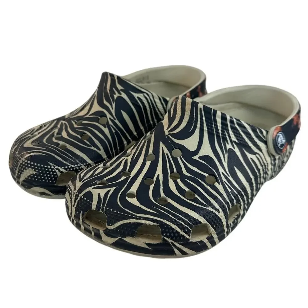 Crocs classic animal remix clog zebra leopard Mens 4 Women 6 Preowned